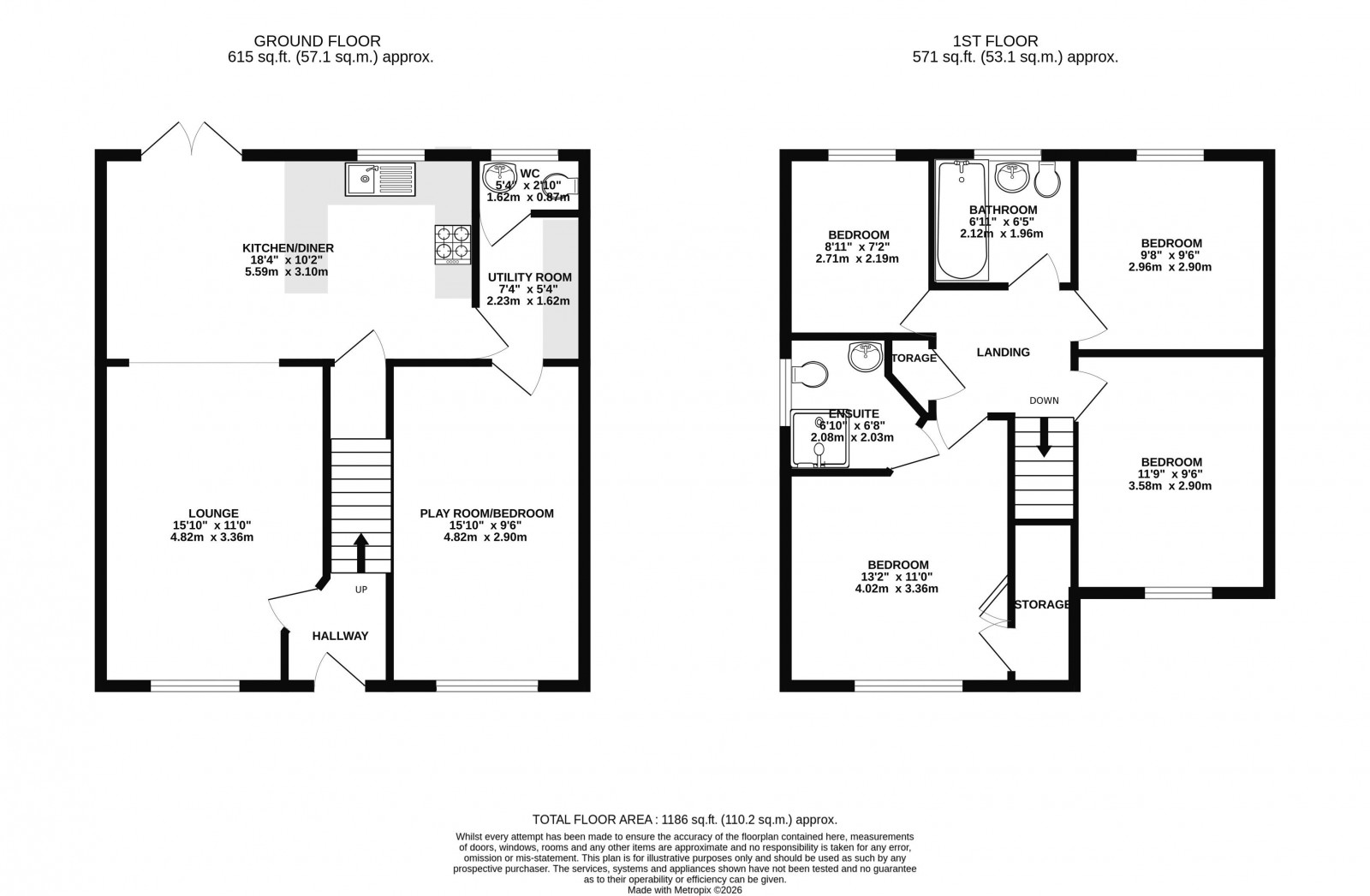 Floorplan for Stableford Close, Standish